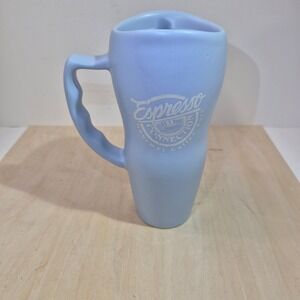 Espresso Connection Blue Ceramic Travel Mug with Lid Made in USA 7.5 inch